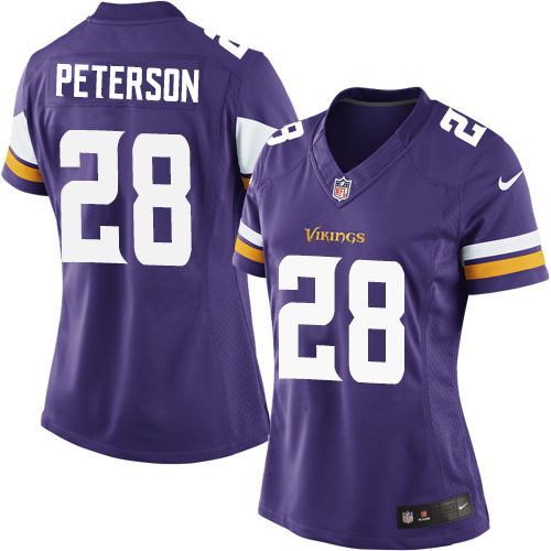 Women's Elite Adrian Peterson Nike Jersey Purple Home - #28 NFL Minnesota Vikings